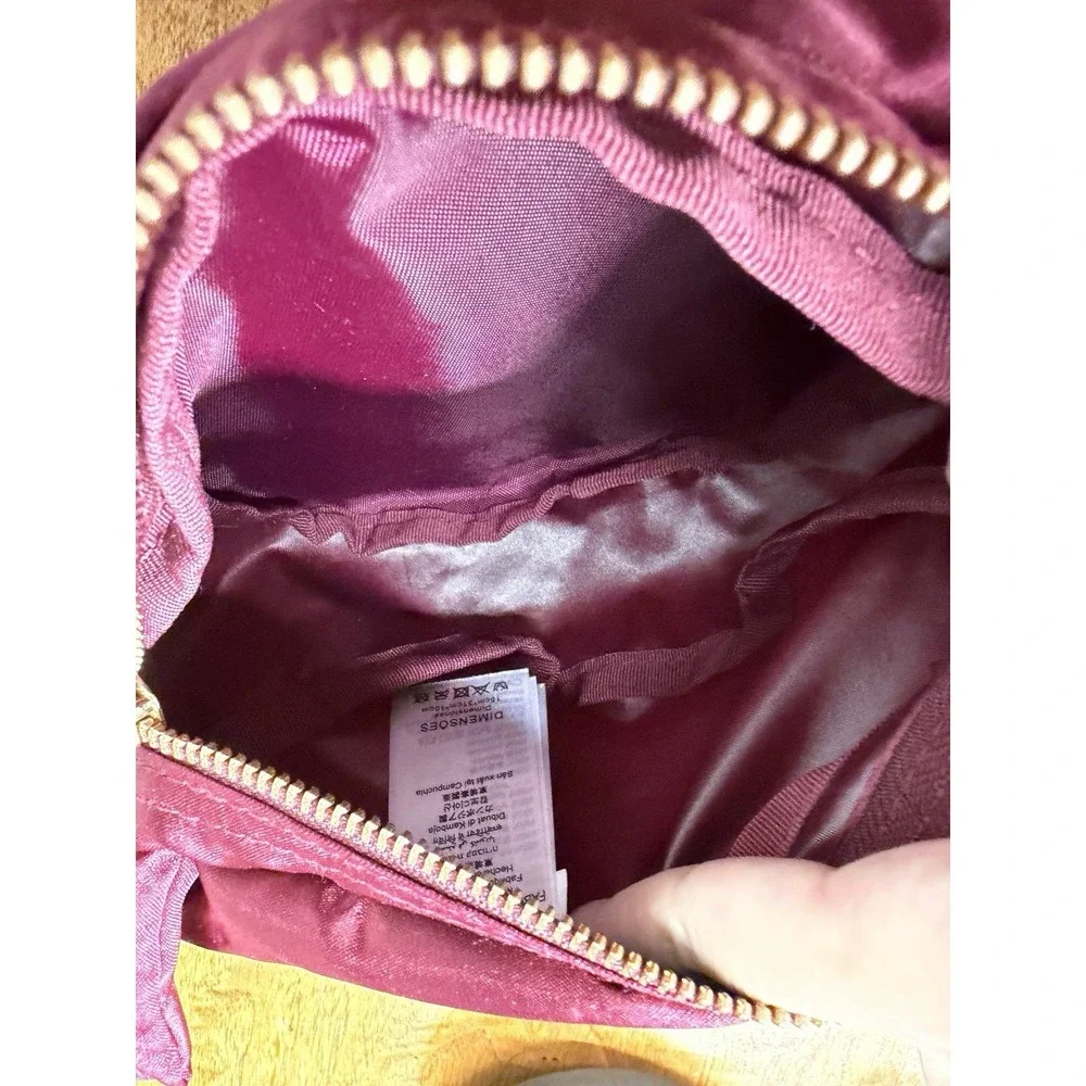 JANSPORT Cherry Wine Satin Fifth Avenue Fanny Pack Rose Gold Zipper Vacation